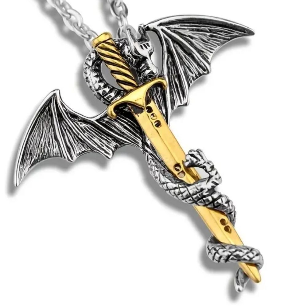 Retro Fashion Rock And Roll Pterosaur Sword Pendant Necklace - Picture 5 of 7